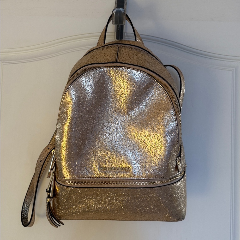 Michael Kors RoseGold Textured Medium Backpack